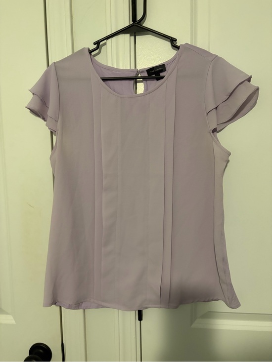 The Limited Tops - The Limited Lavender Pleated Short Sleeve Blouse